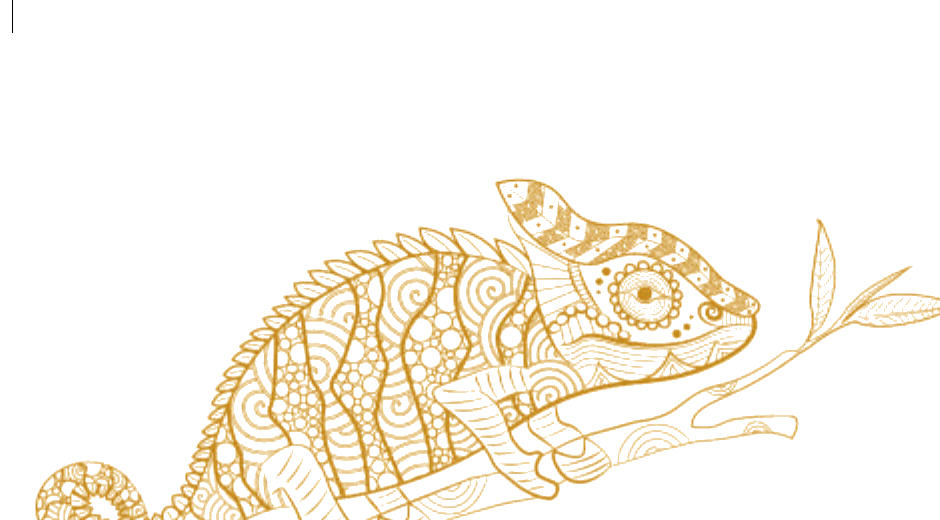 Karolina, il camaleonte mascot di Gin Tea